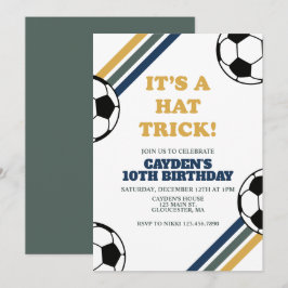 Invitación Sombrero Retro Fútbol Hat Trick 3er Cumpleaños