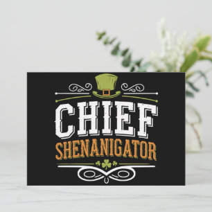 Invitación Sombrero Retro Jefe Shenanigator Lucky Leprechaun 