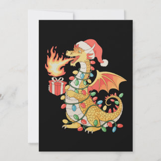 Invitación Sombrero Santa Dragón Luces Navidad Regalo Caja Na