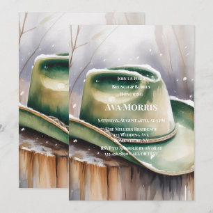 Invitación Sombrero Verde de Vaquero en Brunch de Nieve y Bur