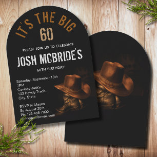Invitación Sombrero y botas de vaquero para cumpleaños 60