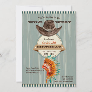 Invitación Sombreros de vaqueros e indios