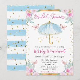 Invitación Sombrilla de lluvia azul de primavera para fiesta 