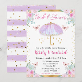 Invitación Sombrilla de lluvia de boda de primavera púrpura a