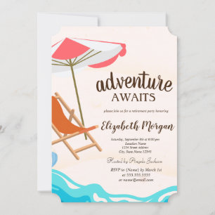 Invitación Sombrilla de Silla de Playa Adorable Fiesta de Jub