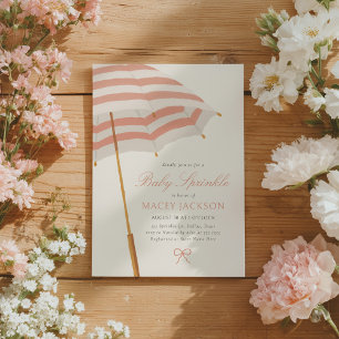 Invitación Sombrilla Rosa y Dorada Niña Baby Sprinkle