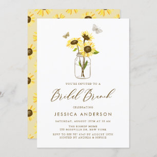 Invitación Sombrillas amarillas en Mason Jar Bridal Brunch