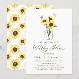 Invitación Sombrillas amarillas en una ducha de matrimonio Ma