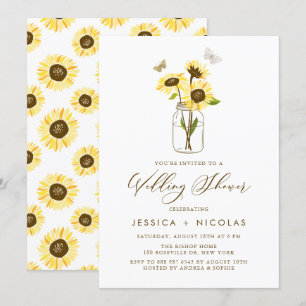 Invitación Sombrillas amarillas en una ducha de matrimonio Ma