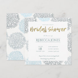 INVITACIÓN SOMBRILLAS DE LA DUCHA BRIDAL AZUL DAHLIA PATTERN