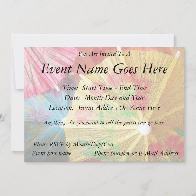 Invitación Sombrillas Fiestas Bonitos (Anverso)