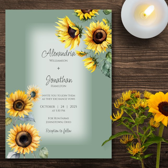 Invitación Sombrillas rusas en un Boda verde sabio y desenfad (Subido por el creador)