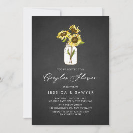 Invitación Sombrillas Rústicas Amarillas Mason Jar Parejas Du