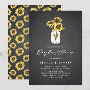 Invitación Sombrillas Rústicas Amarillas Mason Jar Parejas Du