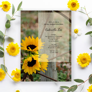 Invitación Sombrillas rusticas y ducha de novias con ruedas d