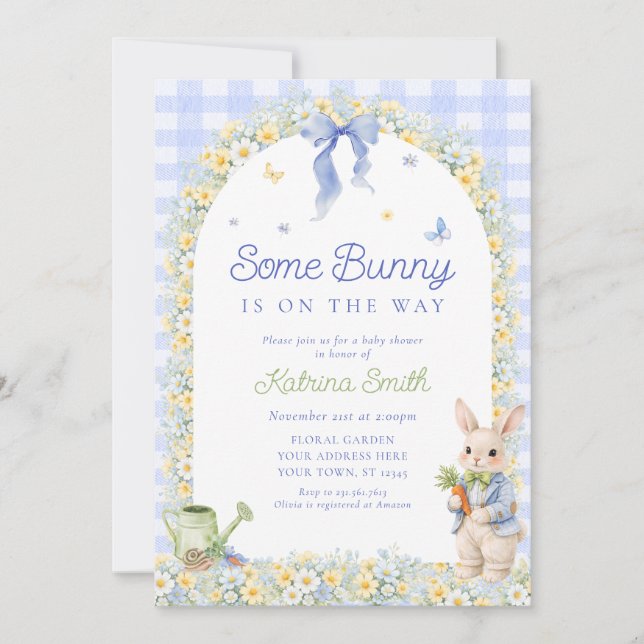 Invitación Some Bunny Boy Baby Shower (Anverso)
