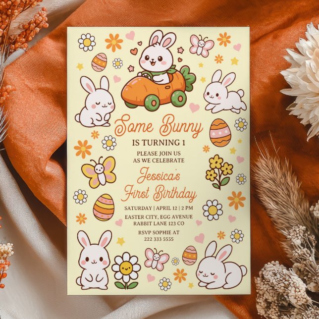 Invitación Some Bunny Cute Easter 1st Birthday Party (Subido por el creador)