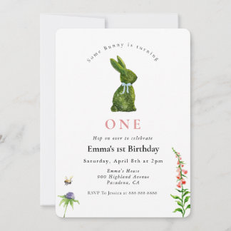 Invitación Some Bunny Cute watercolor Topiary Rabbit 