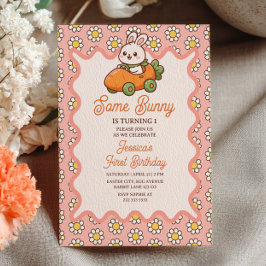 Invitación Some Bunny Easter Baby Girl 1st Birthday Party