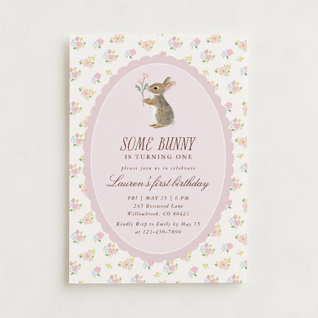 Invitación Some Bunny First Birthday Floral Invitation (Subido por el creador)
