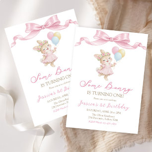 Invitación Some Bunny Girl Pink está cumpliendo un año de cum