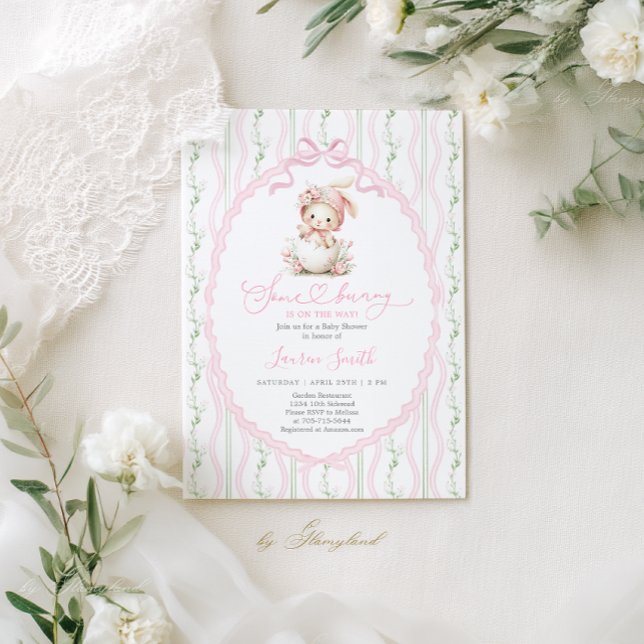 Invitación Some Bunny Is On The Way Baby Shower Girl (Subido por el creador)