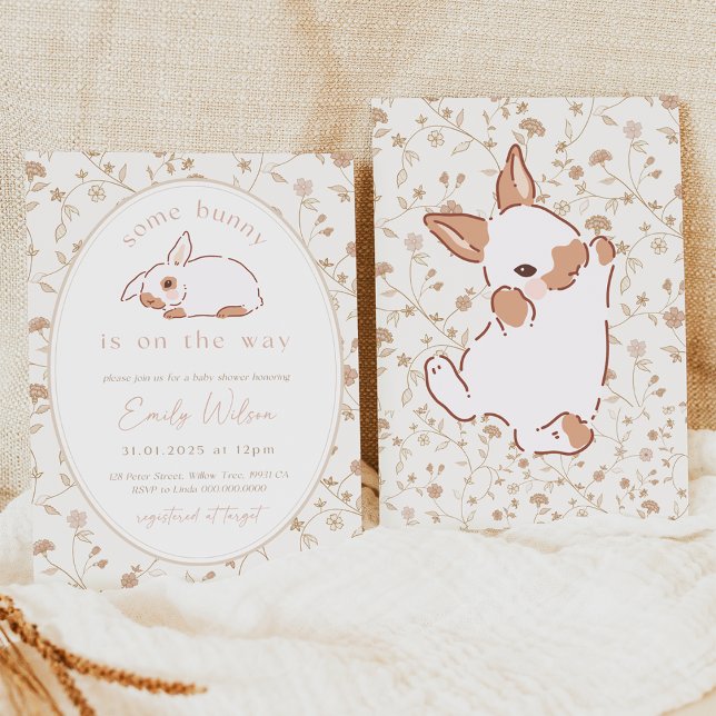 Invitación Some Bunny is on the Way Baby Shower Invitation (Neutral Bunny Baby Shower Invitation Bundle)