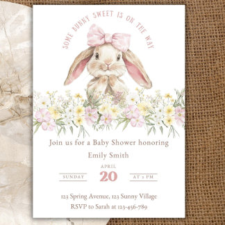 Invitación Some Bunny is on the way Invitation Set, Girl Bunn