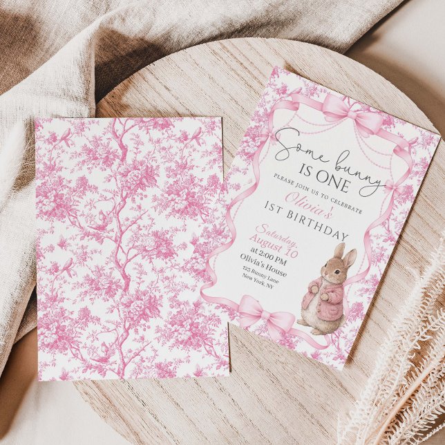 Invitación Some Bunny Is One Girl  1st Birthday Invitation (Subido por el creador)