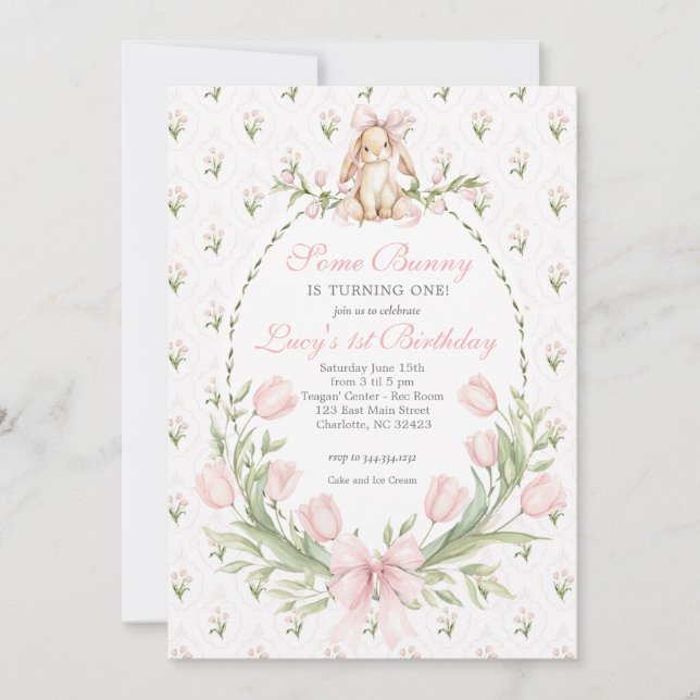 Invitación Some Bunny is One Invitation, Bunny Birthday (Anverso)