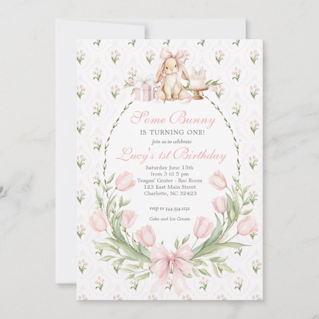 Invitación Some Bunny is One Invitation, Bunny Birthday (Anverso)