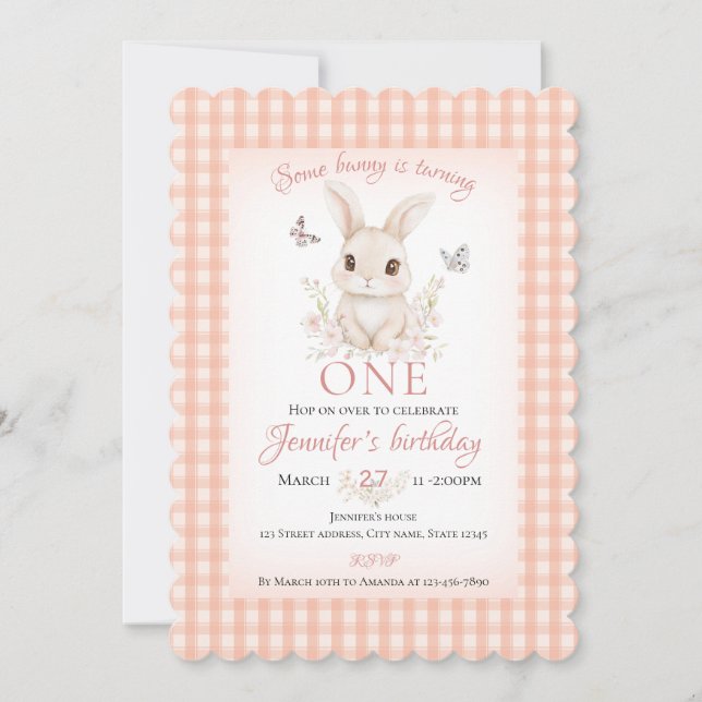 Invitación Some Bunny is Turning One Birthday (Anverso)