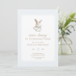 Invitación Some Bunny Is Turning One Blue Bow 1st birthday