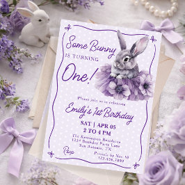 Invitación Some Bunny Is Turning One Purple Girl 1st Birthday