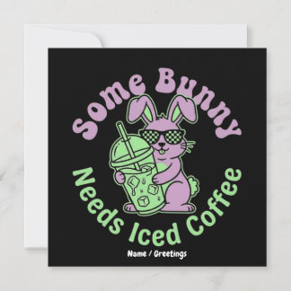 Invitación  Some Bunny Needs Iced Coffee Retro Spring Easter 