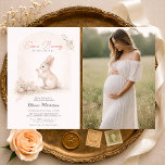 Invitación Some Bunny Pink Bow Photo Spring Baby Shower<br><div class="desc">Some bunny baby shower invitation with photo featuring a sweet bunny design with soft pink bow accents and delicate spring florals. Created to celebrate your little one with a charming, feminine style that feels fresh and inviting. Perfect for baby showers, spring themes, Easter celebrations, and baby girl parties. Add your...</div>