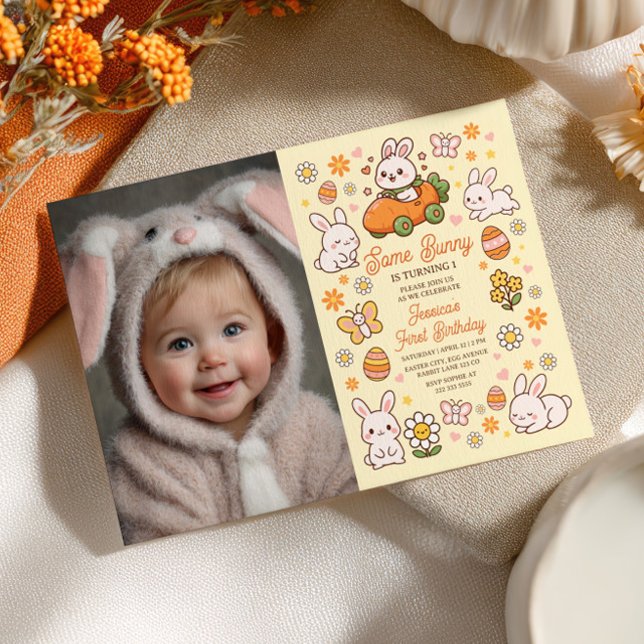 Invitación Some Bunny Whimsical Easter 1st Birthday Photo (Subido por el creador)