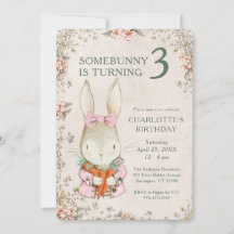 Somebunny is Turning Three 3rd Birthday Invitation