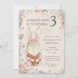 Invitación Somebunny is Turning Three 3rd Birthday Invitation