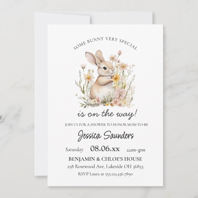 Invitación Somebunny Special Wildflowers Spring Baby Shower (Anverso)