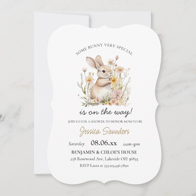 Invitación Somebunny Special Wildflowers Spring Baby Shower (Anverso)