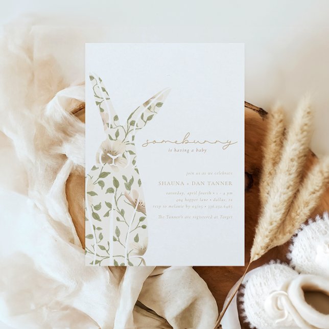 Invitación Somebunny Spring Easter Floral Baby Shower (Subido por el creador)