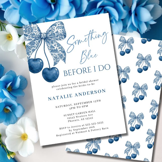Invitación Something Blue Before I Do Blue Bow Bridal Shower (Subido por el creador)