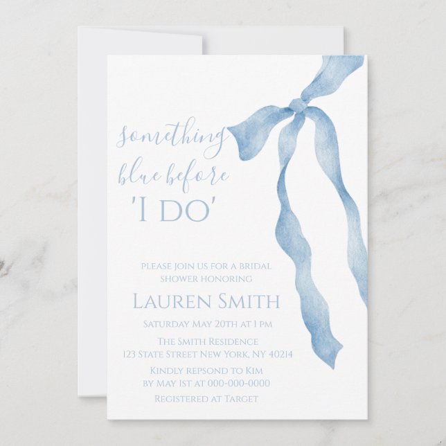 Invitación Something Blue Before I Do" Bridal Shower Invitati (Anverso)