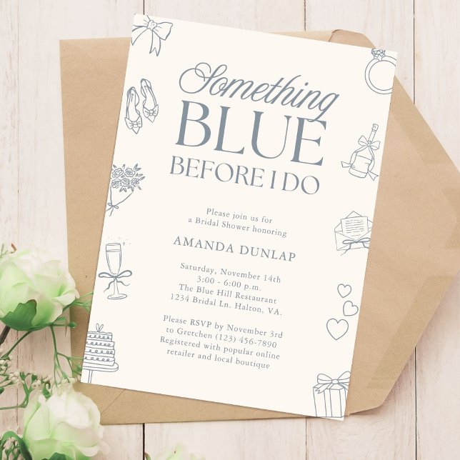 Invitación Something Blue Before I Do Drawn Bridal Shower (Subido por el creador)