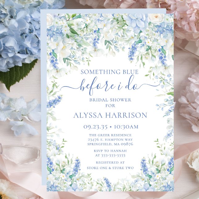 Invitación Something Blue Before I Do Floral Bridal Shower (Subido por el creador)