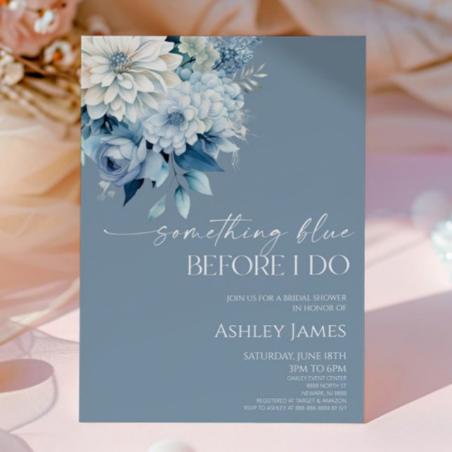 Invitación Something Blue Before I Do Floral Bridal Shower (Subido por el creador)