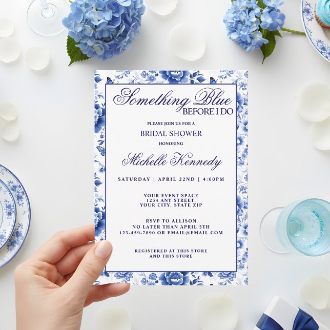 Invitación Something Blue Before I Do Floral Bridal Shower  (Subido por el creador)