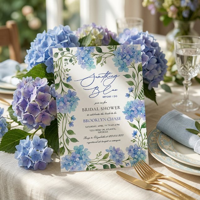 Invitación Something Blue Before I Do Hydrangea Bridal Shower (Subido por el creador)