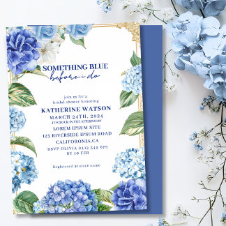 Invitación Something blue before i do hydrangea bridal shower